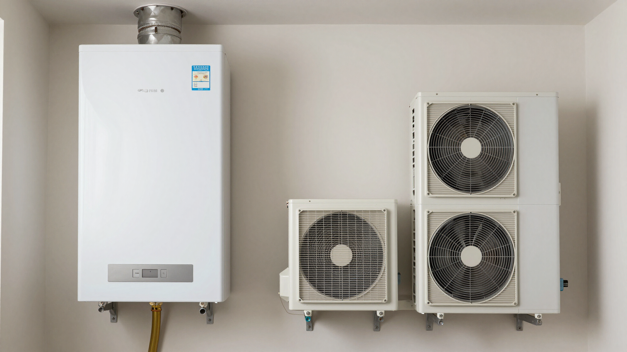 Gas furnace and electric heat pump systems side by side