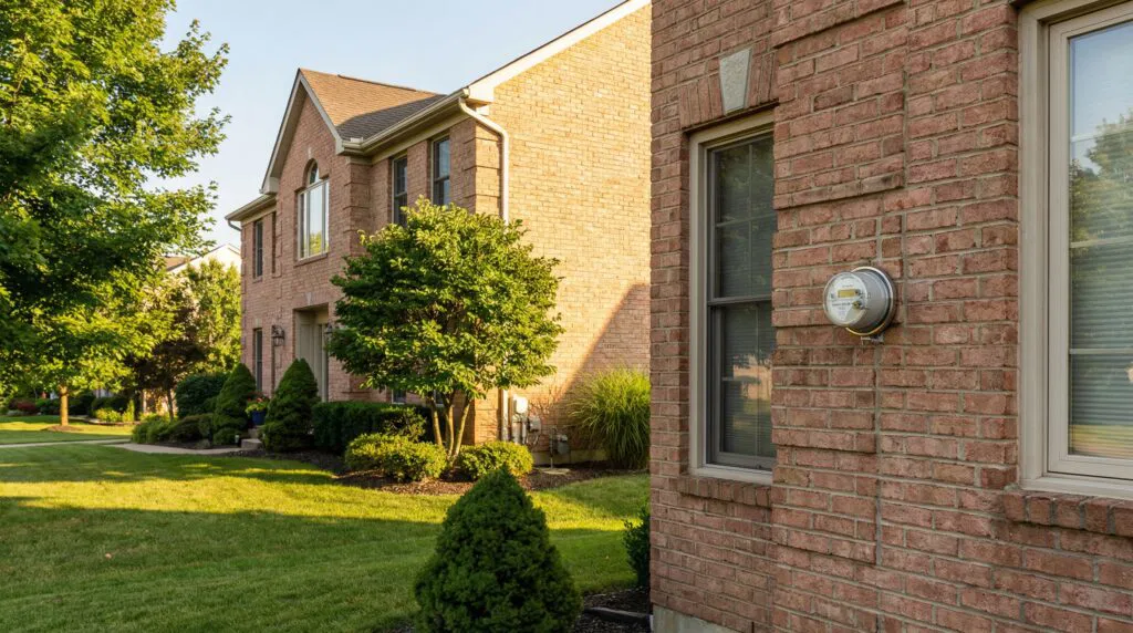 Pennsylvania home with smart energy meter showing electricity and gas service