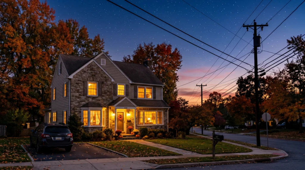 electricity provider in Pennsylvania residential home at sunset